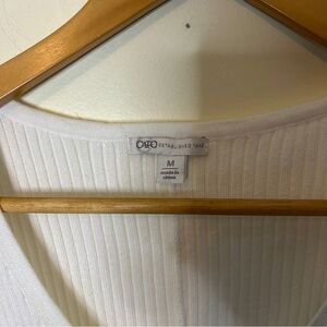 Cato Mesh Floral Long Sleeve Ribbed Sweater Dress White Ivory Size M